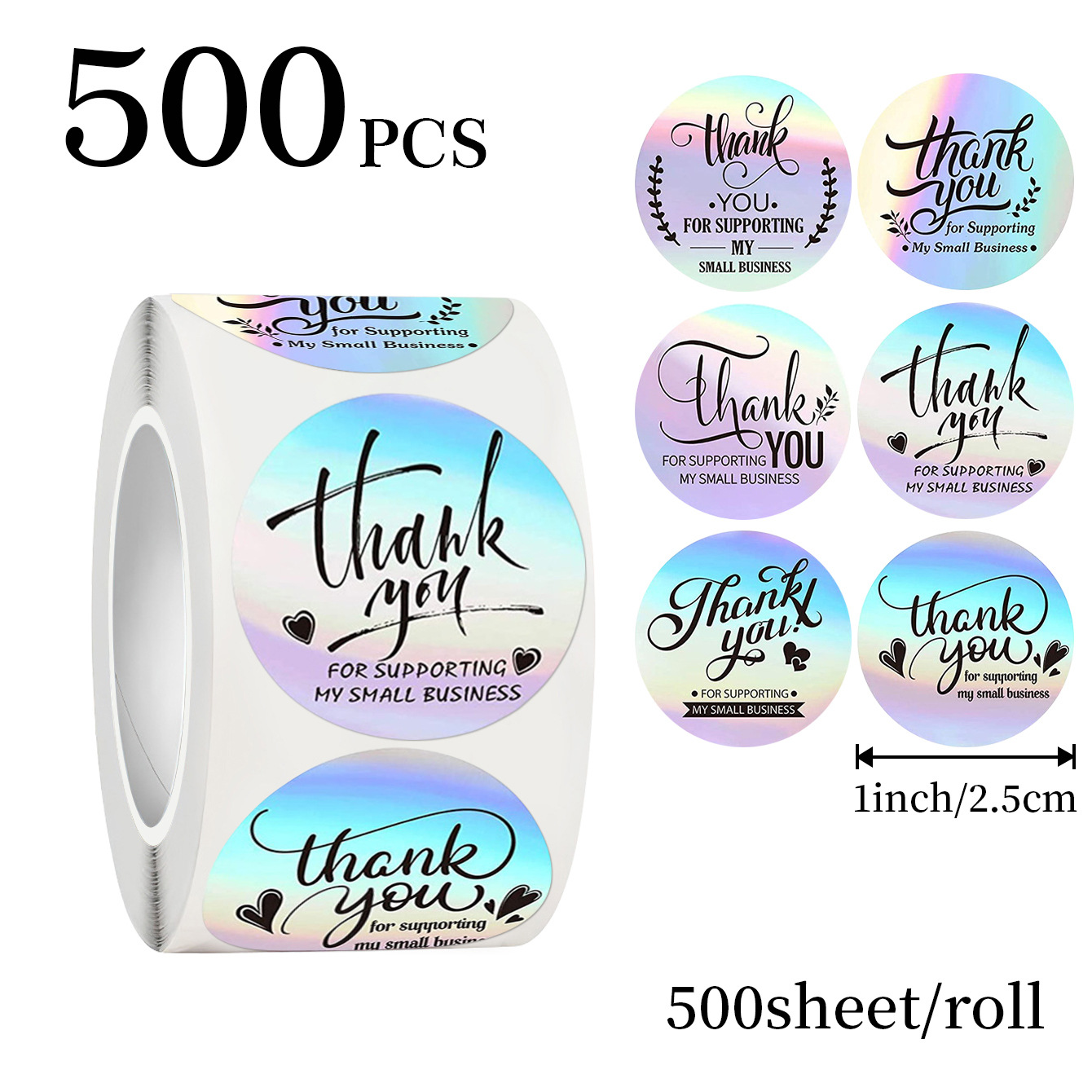 Wedding Favor Box - JCAC 500 autocollants holographiques de remerciement