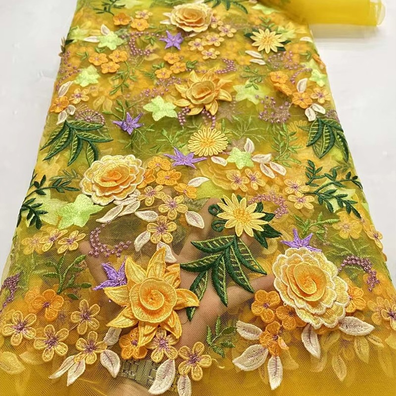 Wedding Supply Wholesale - Tissu en tulle brodé floral 3D