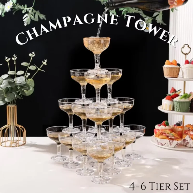 Champagne Tower Set - 20-60 verres à champagne en acrylique